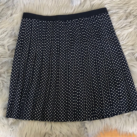 J.Crew Navy Blue Polka Pleated Skirt - Picture 1 of 6